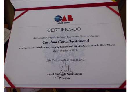Certificado de Posse da Dra. Carolina Carvalho Armond